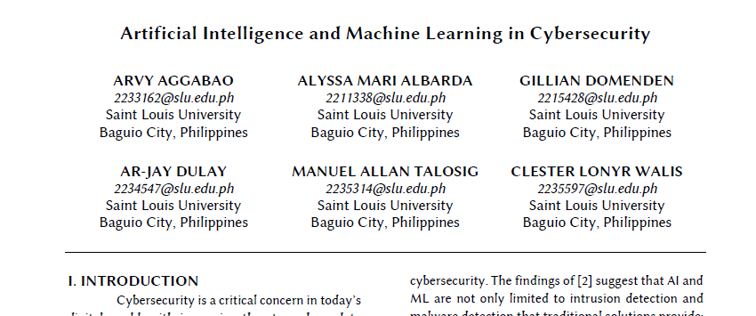 Cover visual of the term paper on machine learning in cybersecurity